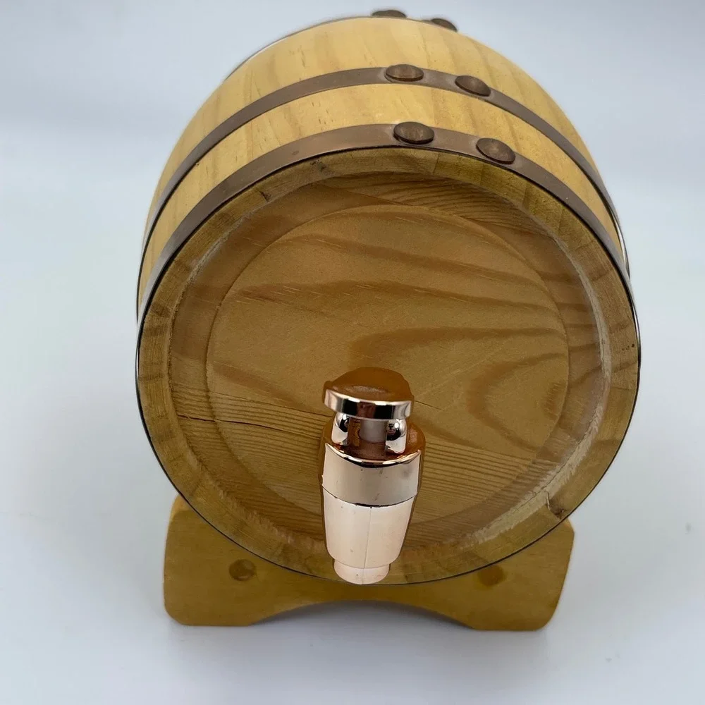 Small Wooden Barrel Decor With Spigot Mini Whiskey Wine Keg Bar Display